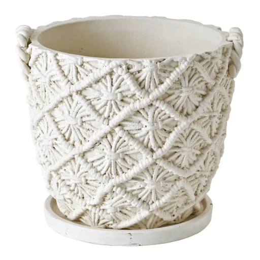 MACRAME CEMENT PLANTER LARGE